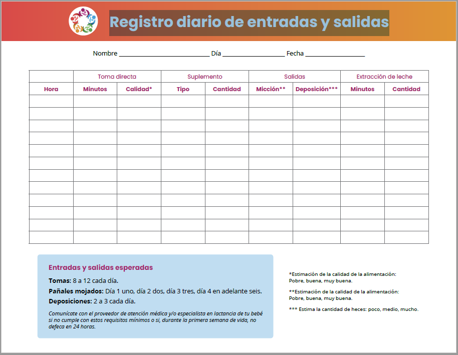 Registro diario de entradas y salidas